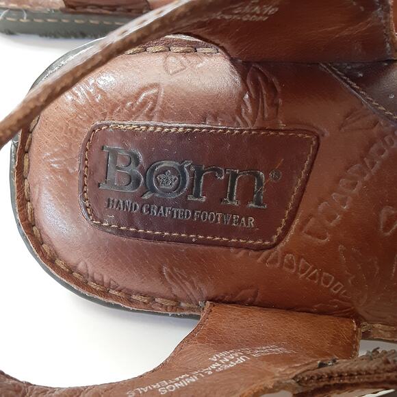 Born Mens Fisherman Sandals Genuine Leather Brown Slip On Shoes Mens 9 Beach - Picture 8 of 12